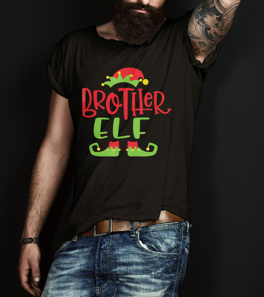 Brother Elf Christmas Hat And Shoes Festive Humor T-Shirt