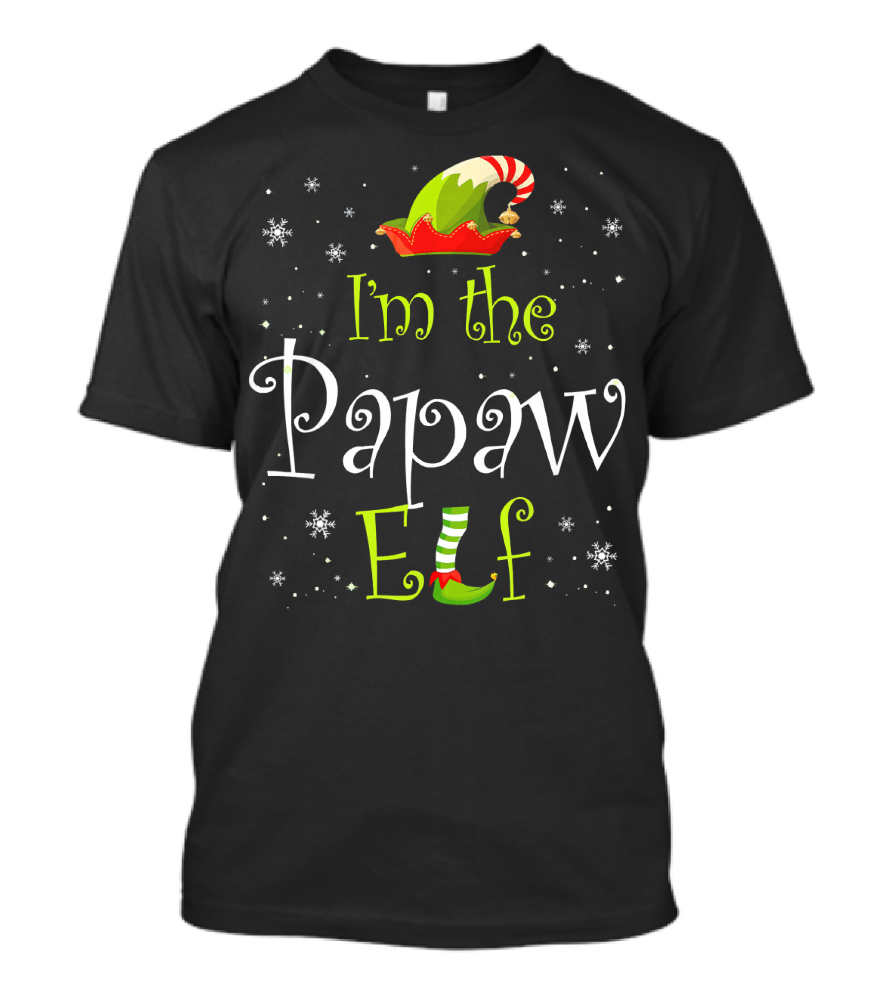 I'm The Papaw Elf Matching Family Group Christmas Snowflakes Hat And Shoe T-Shirt