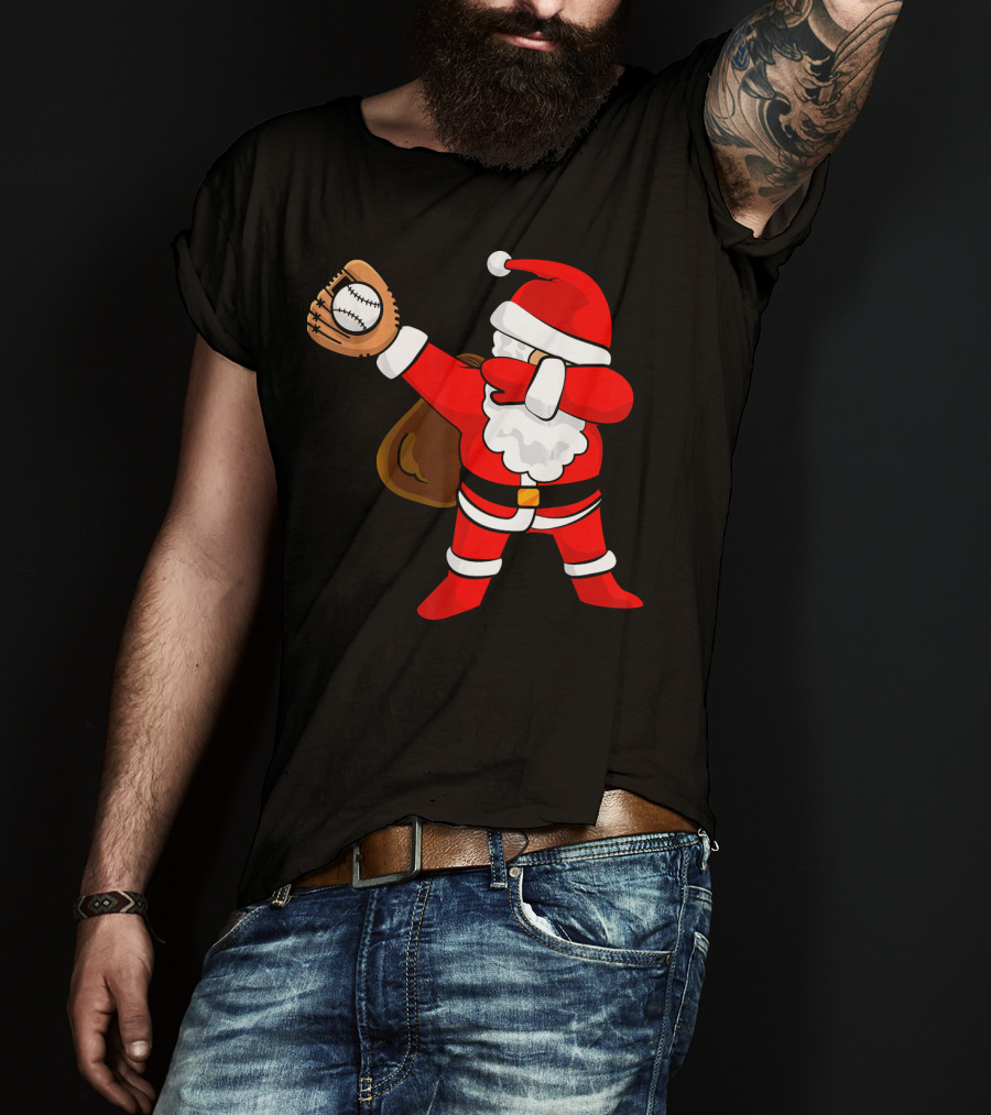 Santa Dabbing With Baseball Glove T-Shirt