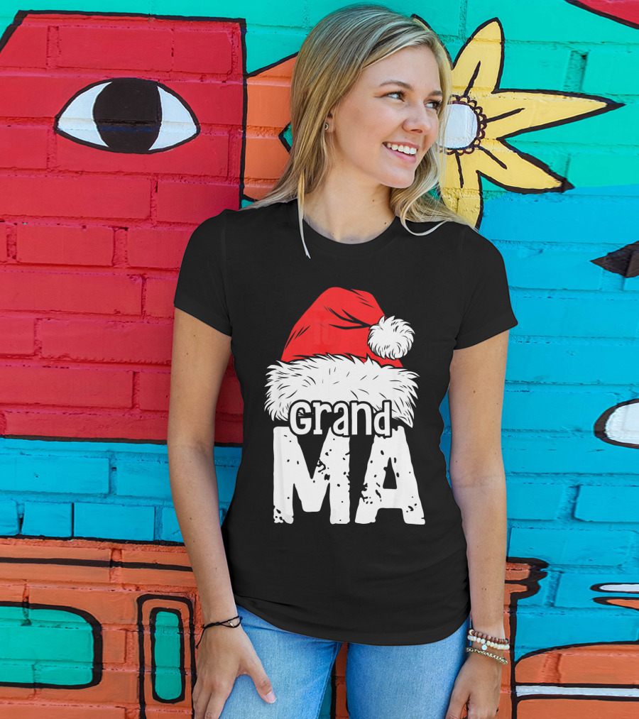 Grandma Santa Christmas Hat Family T-Shirt