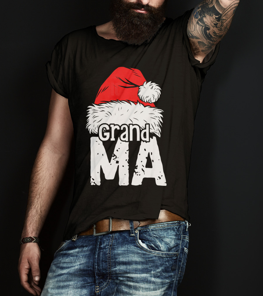 Grandma Santa Christmas Hat Family T-Shirt