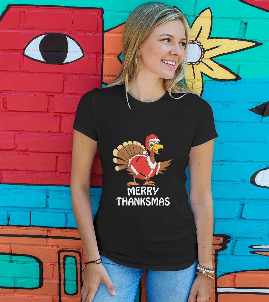 Merry Thanksmas Santa Turkey T-Shirt