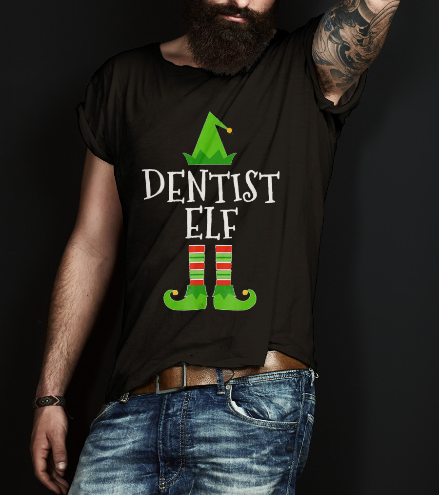 Dentist Elf Funny Christmas Holiday Dental T-Shirt