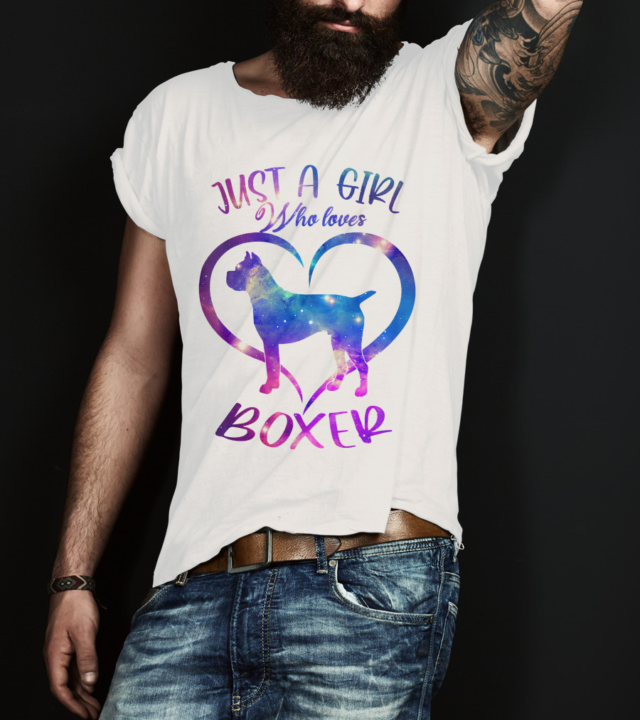 Just A Girl Who Loves Boxer Heart Galaxy T-Shirt
