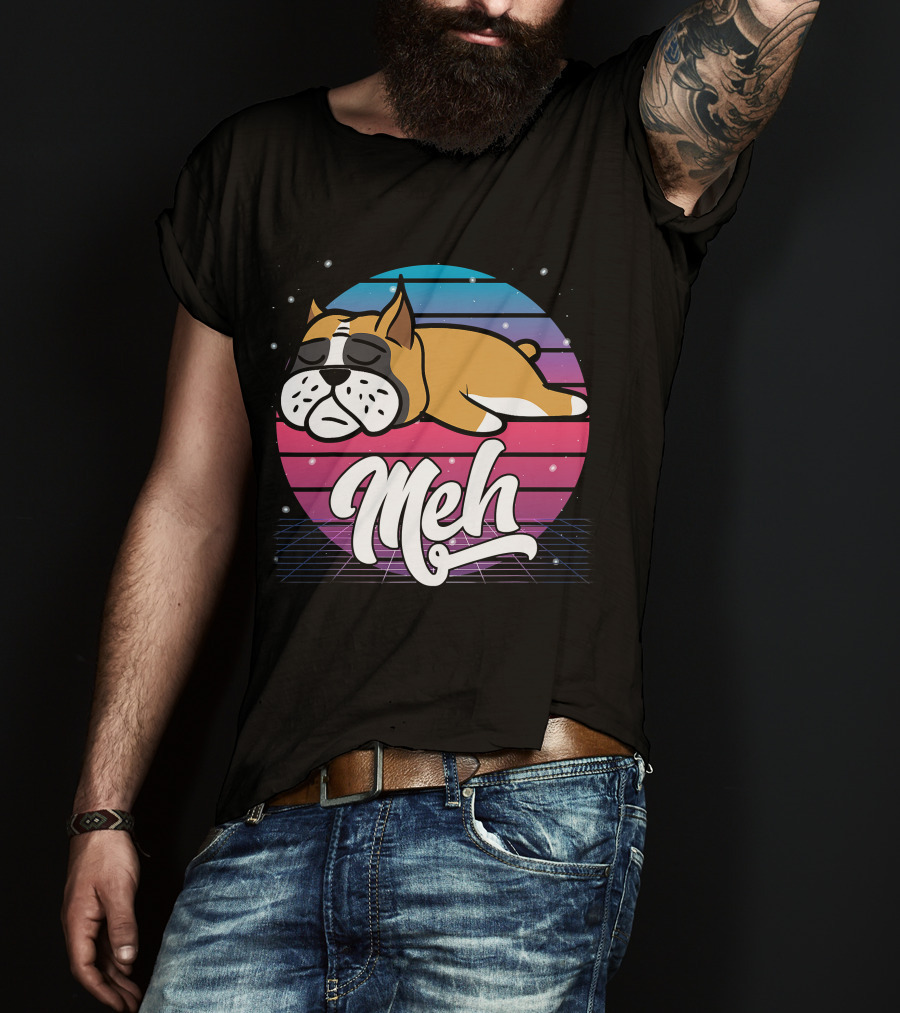 Meh Vaporwave Aesthetic Otaku Meme Retro Dog T-Shirt