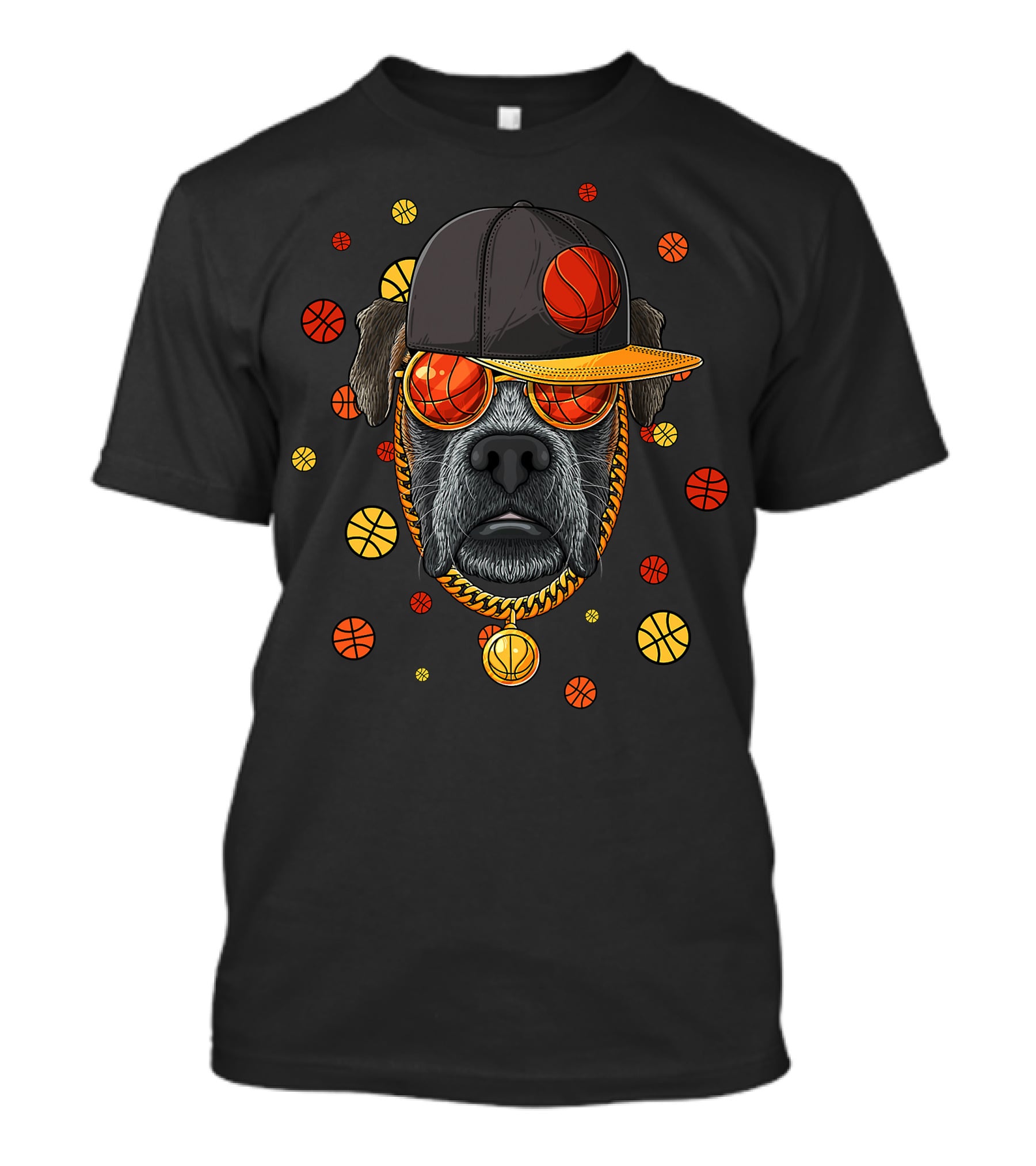 Boxer Basketball Bball Player Coach Dog With Cap And Sunglasses T-Shirt