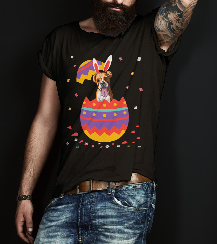 Bunny Ears Dog In Colorful Easter Egg For Cute Easter Day T-Shirt