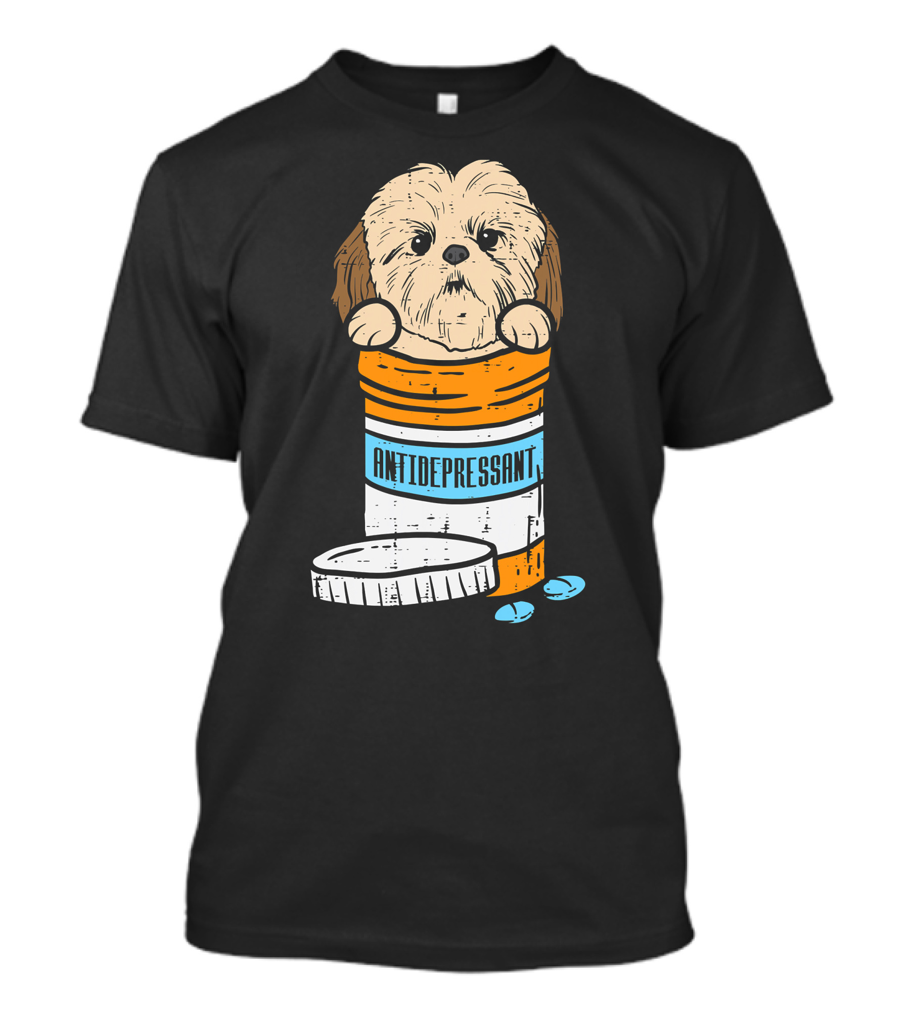 Antidepressant Shih Tzu Cute Animal Pet Dog Pill Bottle T-Shirt