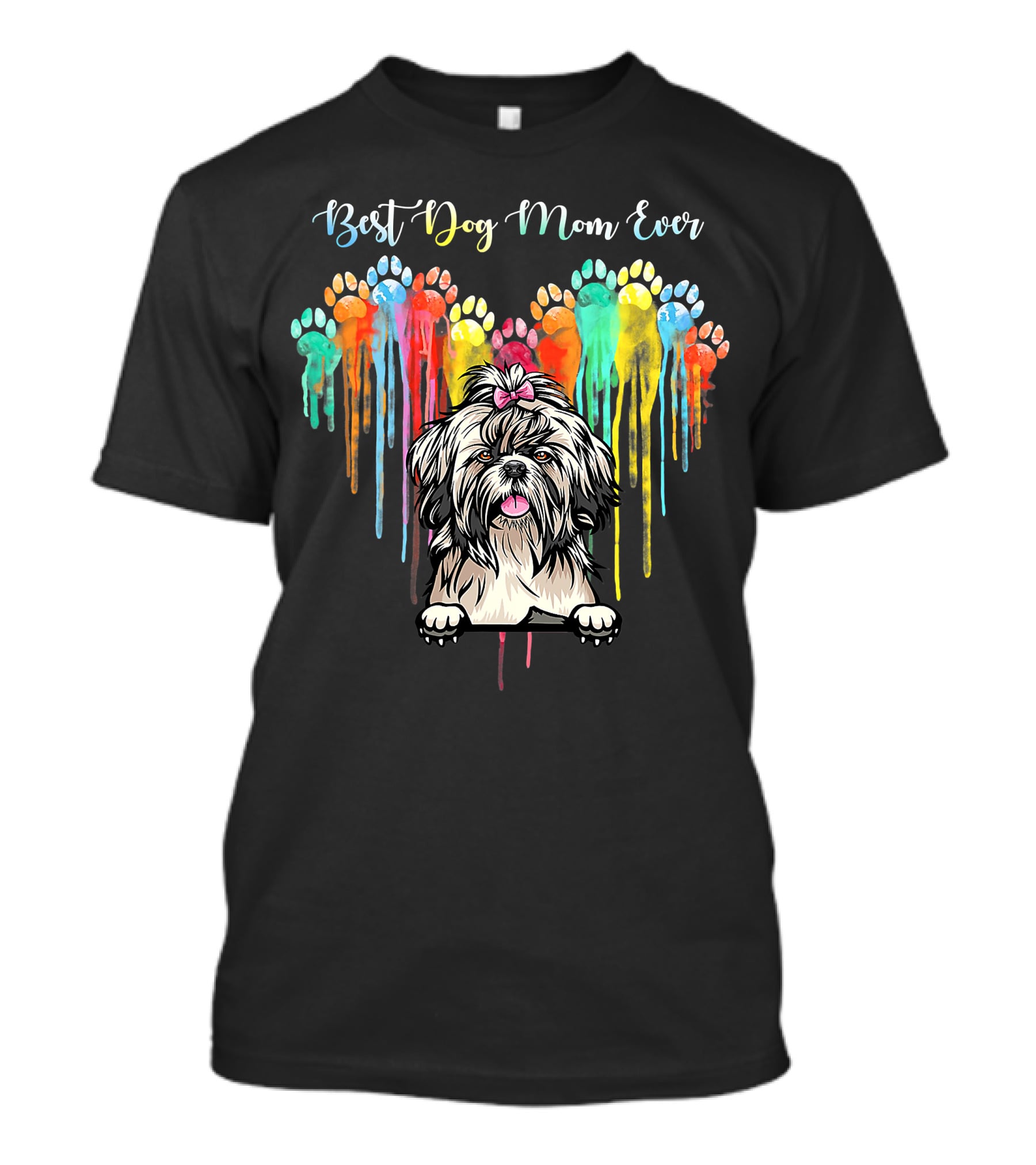 Best Dog Mom Ever Heart Funny Shih Tzu T-Shirt