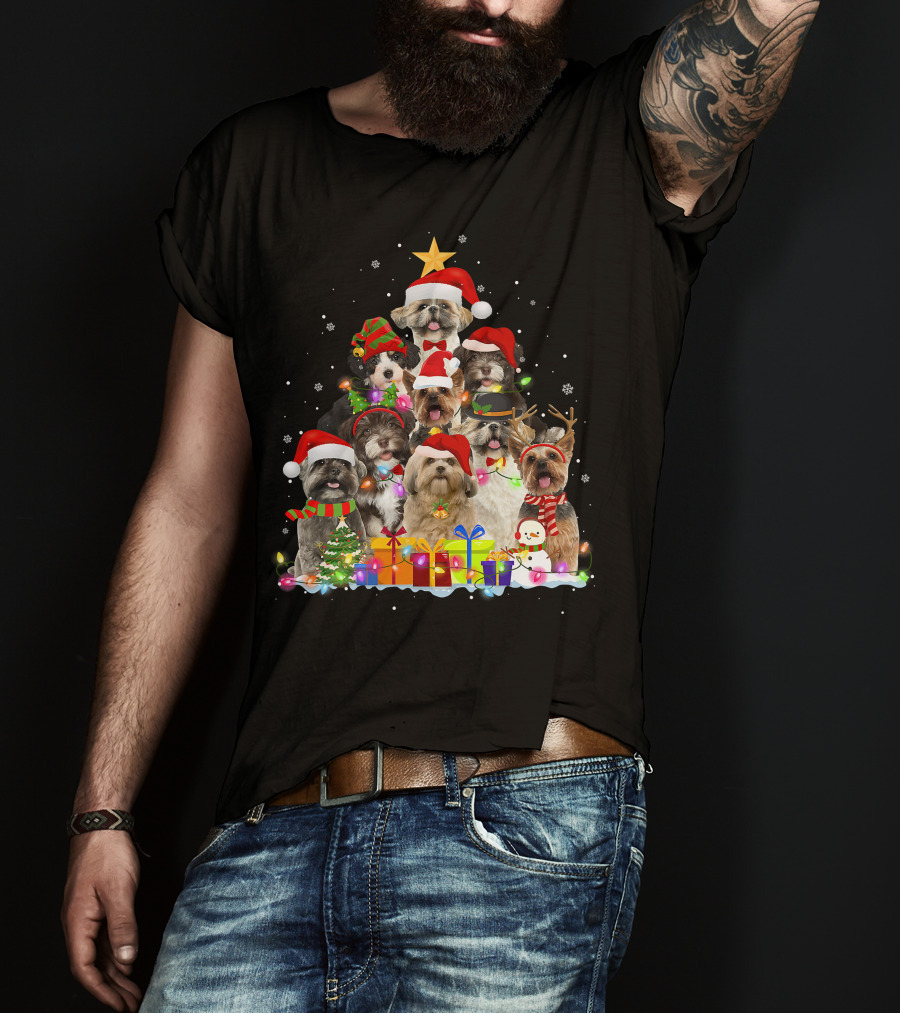 Christmas Pajama Shih Tzu Tree Xmas Dog Dad Gifts T-Shirt