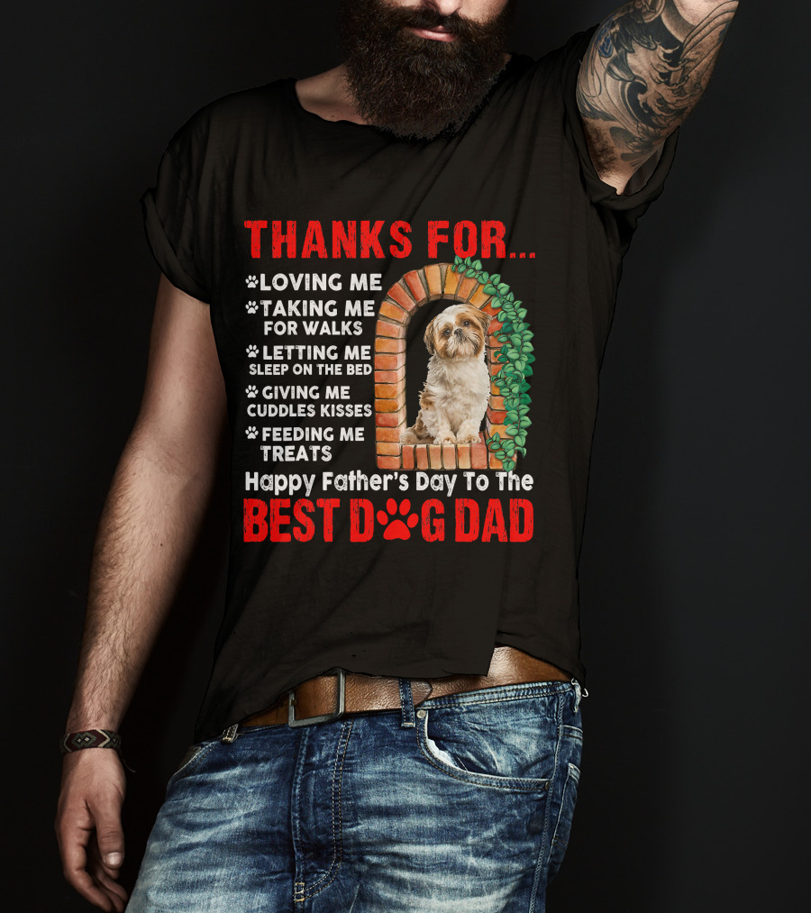 Thanks For Best Dog Dad Cute Shih Tzu T-Shirt