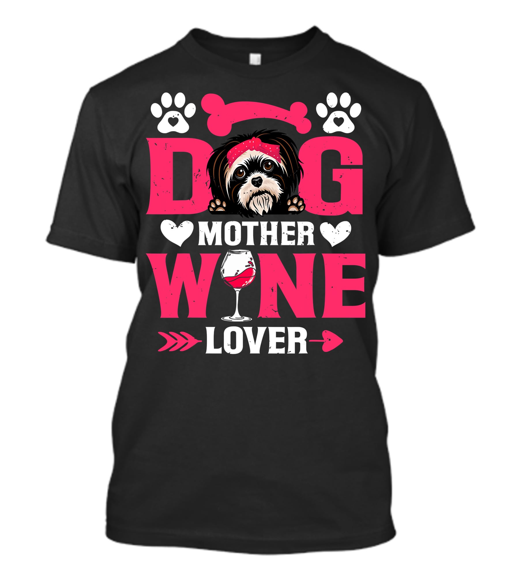 Funny Shih Tzu Dog Wine Mother Lovers Day T-Shirt