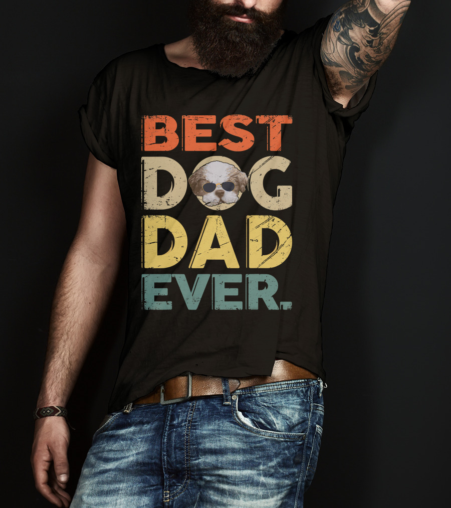 Best Dog Dad Ever Shih Tzu Father's Day Mens Gifts T-Shirt