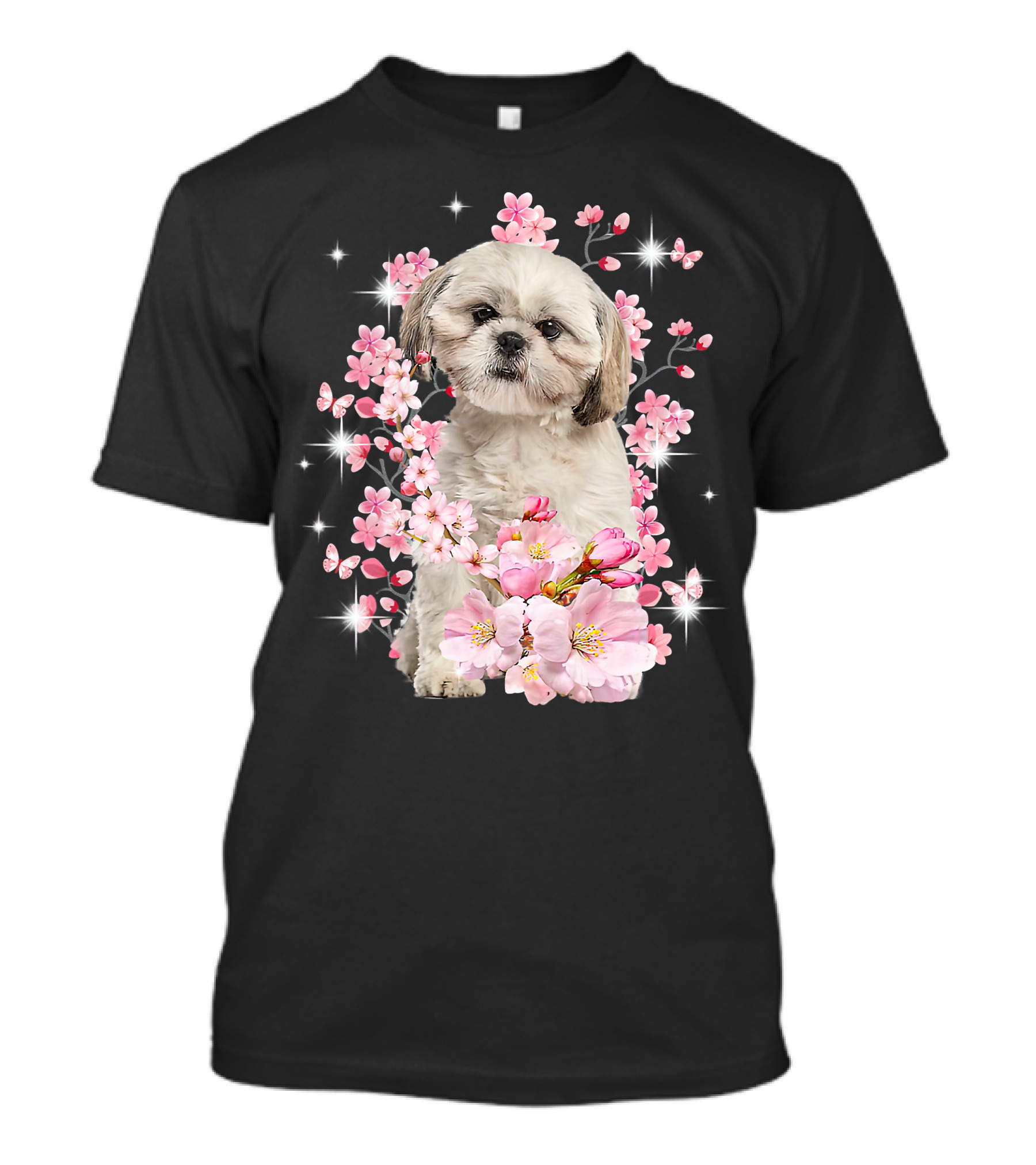 Shih Tzu Dog Sakura Japanese Cherry Blossom T-Shirt