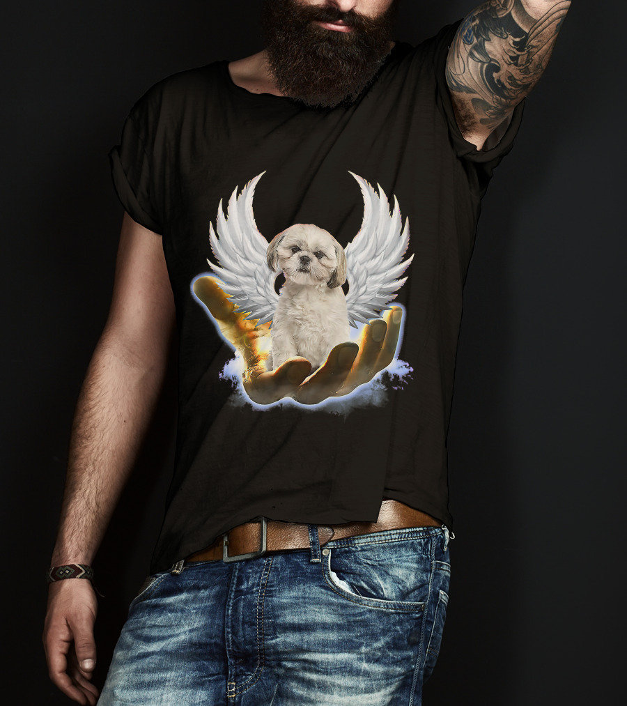 Shih Tzu God Golden Hand Heaven Wings Mens Womens T-Shirt