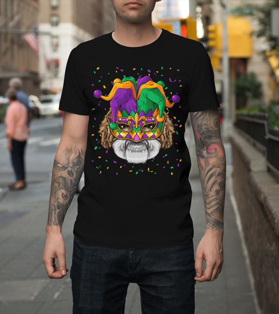 Shih Tzu Dog Mardi Gras Carnival Jester Festi T-Shirt