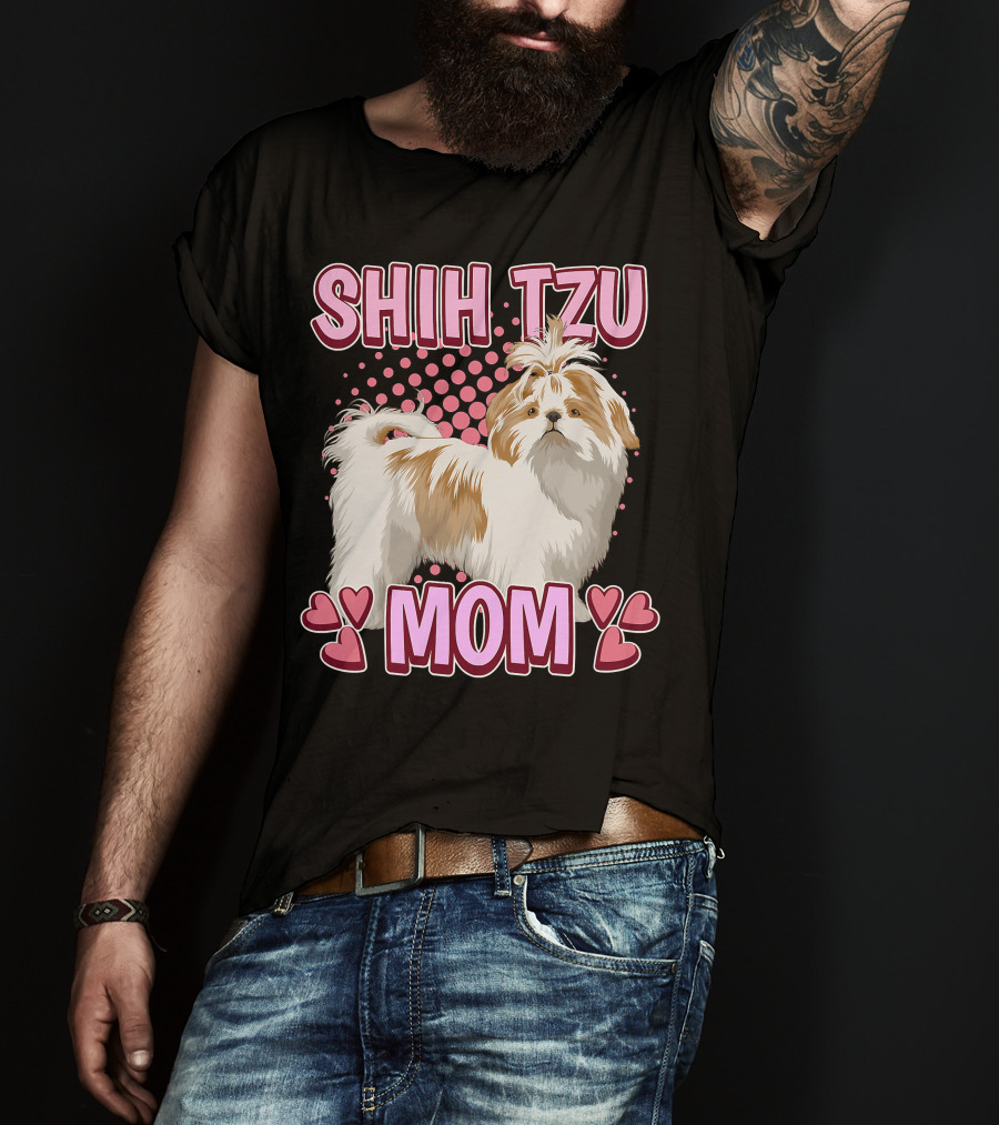 Shih Tzu Mom With Heart Accents T-Shirt