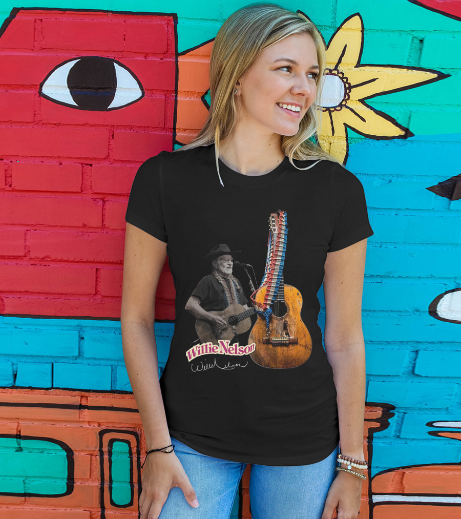 Willie Nelson Signature Guitar And Image T-Shirt