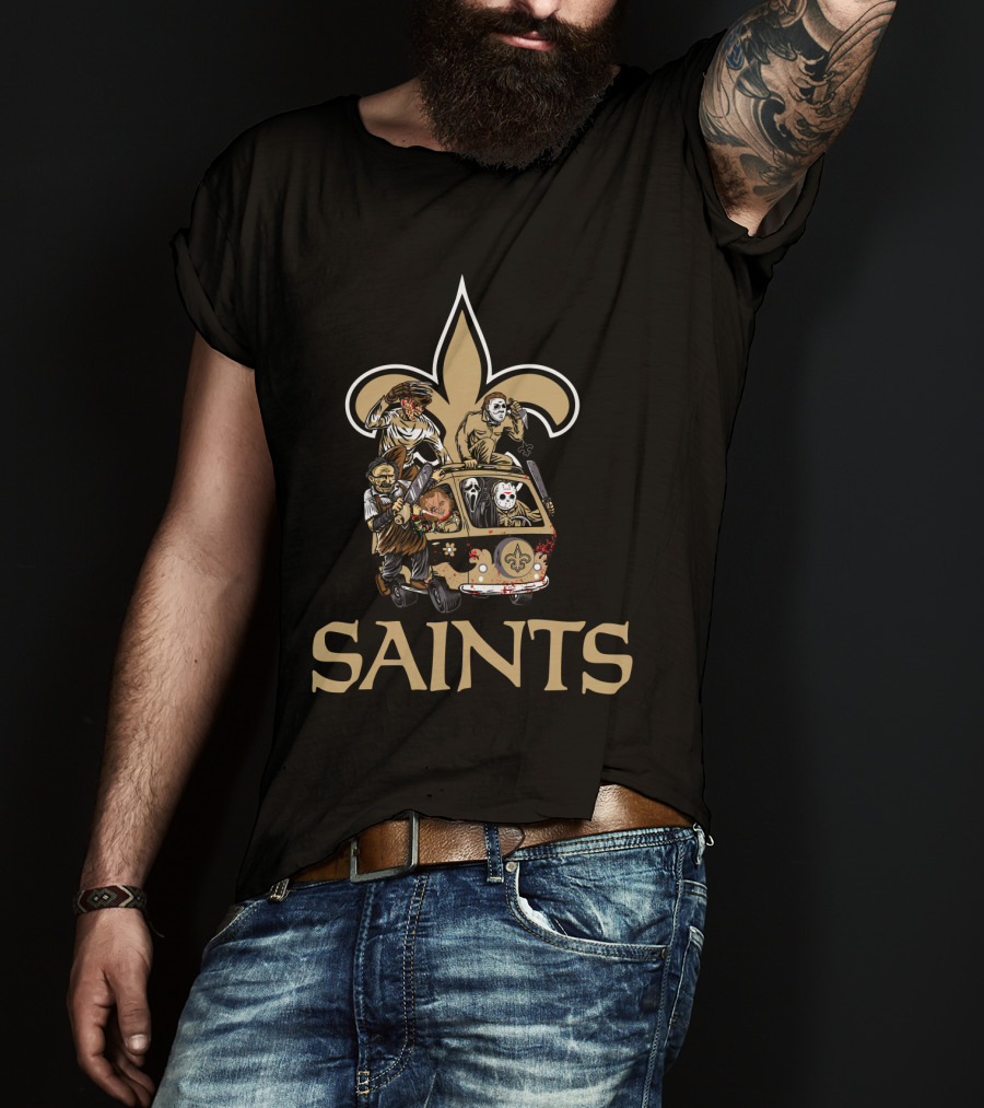 Saints Fleur-de-Lis Horror Movie Characters Van T-Shirt