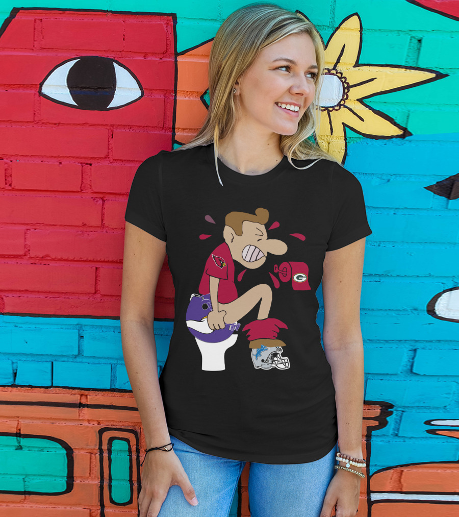 Arizona Cardinals Rivalry Humor With Vikings And Lions Helmets And Packers Toilet Paper T-Shirt