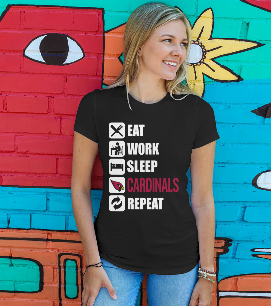 Eat Work Sleep Arizona Cardinals Repeat T-Shirt