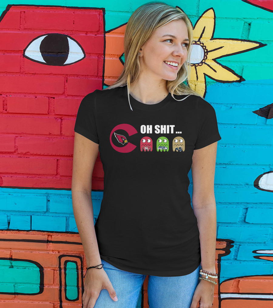Arizona Cardinals Oh Shit Pacman San Francisco 49ers Seattle Seahawks Los Angeles Rams T-Shirt