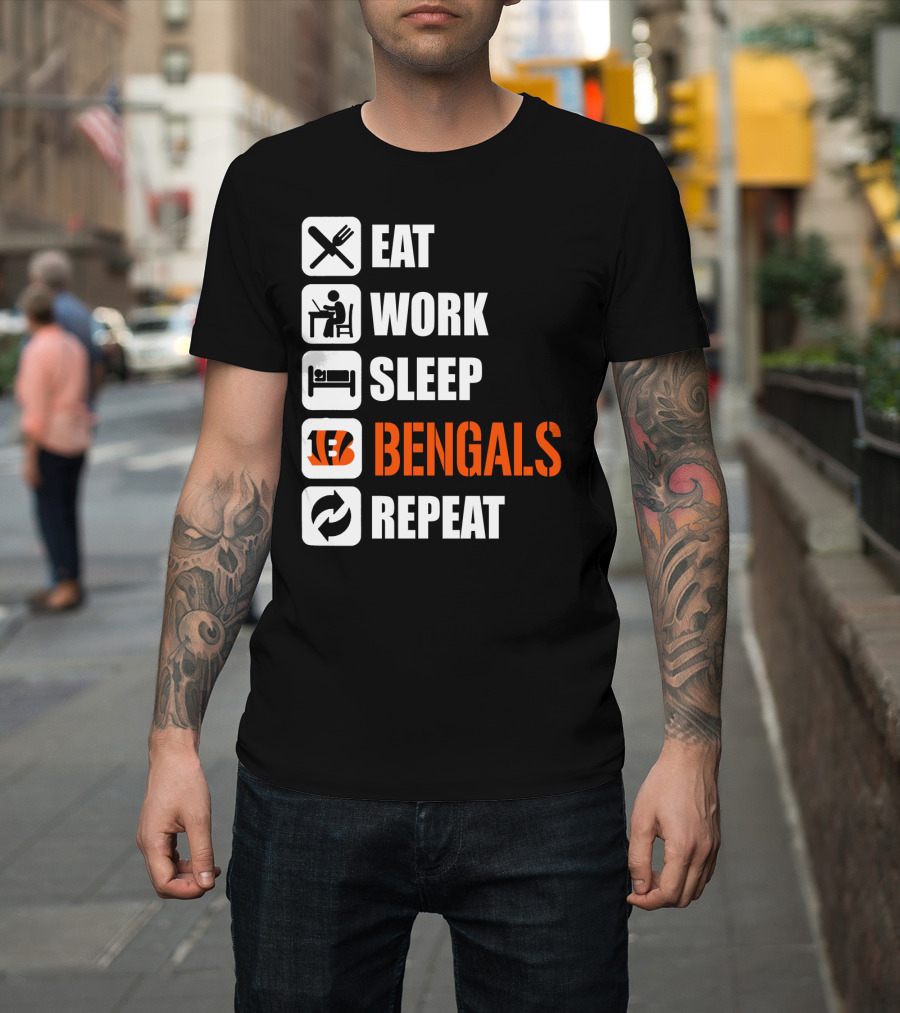 Eat Work Sleep Bengals Repeat T-Shirt