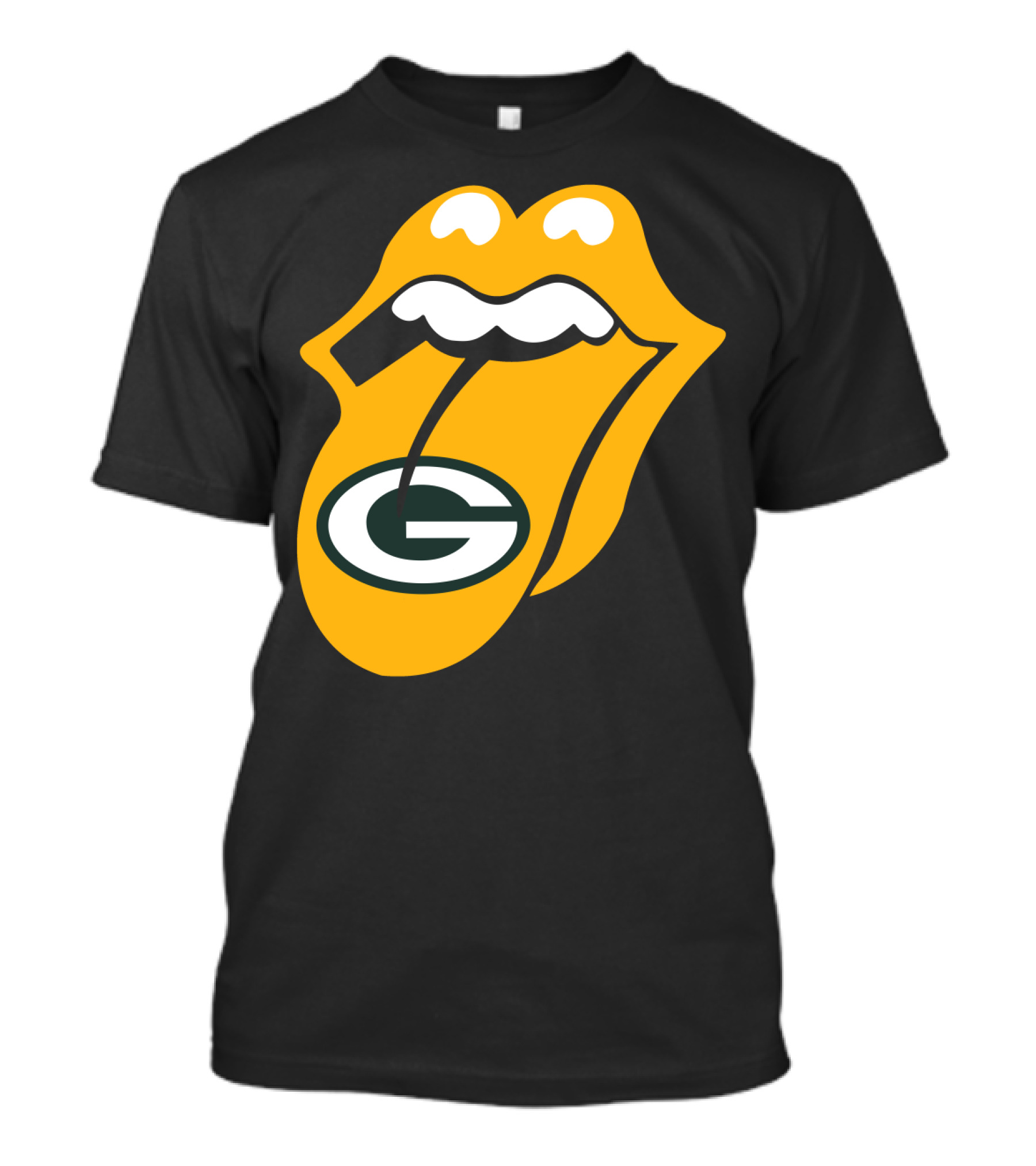 Rolling Stones Tongue Green Bay Packers Logo Mashup T-Shirt