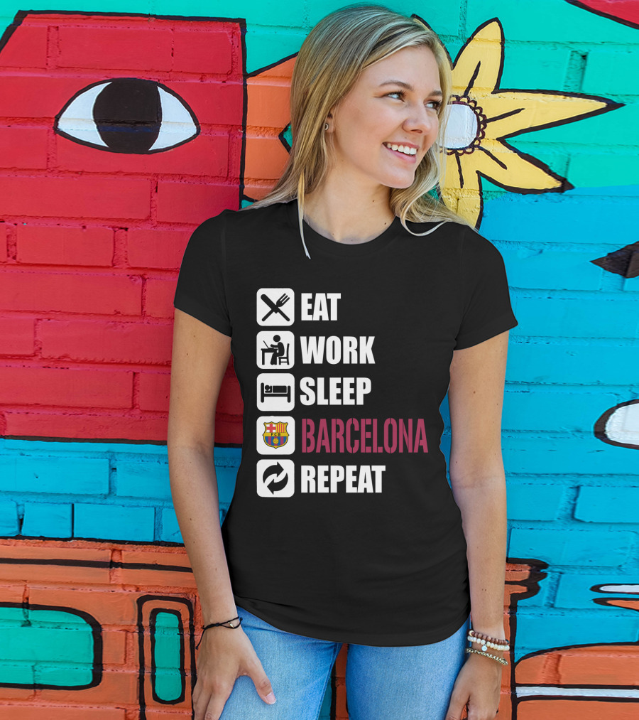 Eat Work Sleep Fc Barcelona Repeat T-Shirt