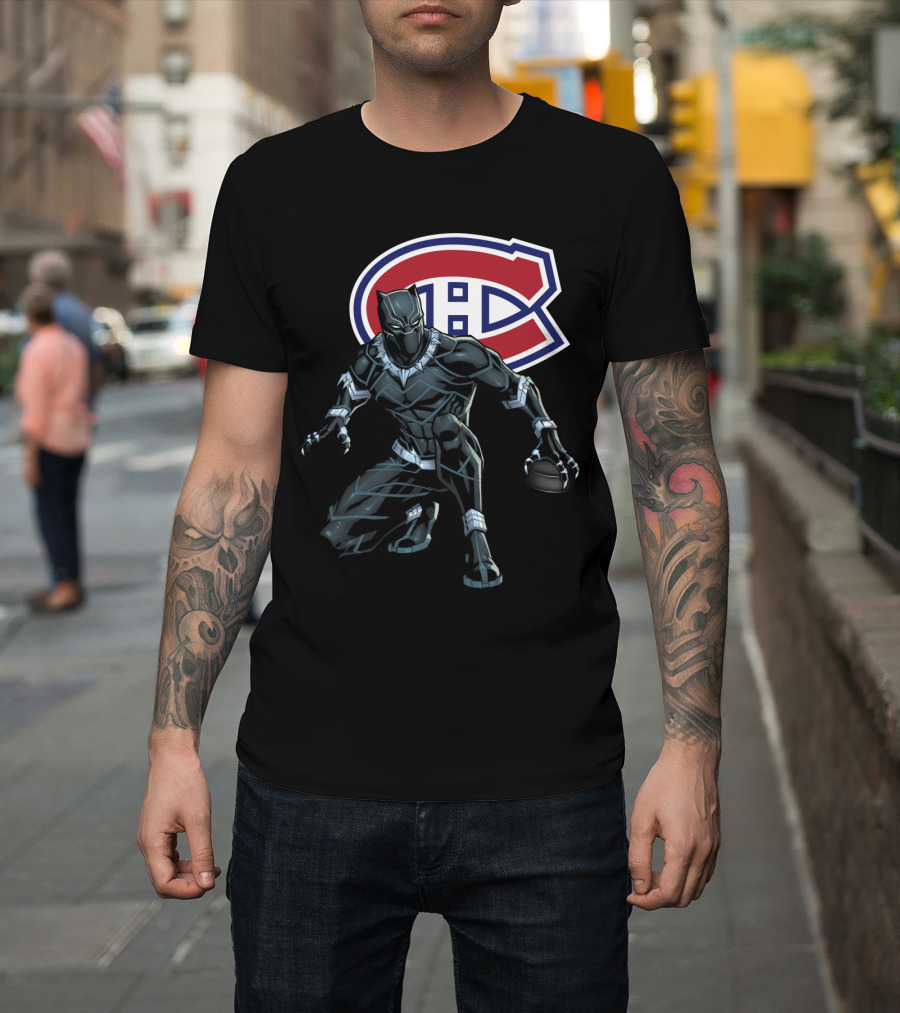 Montreal Canadiens Black Panther Crossover Hockey T-Shirt