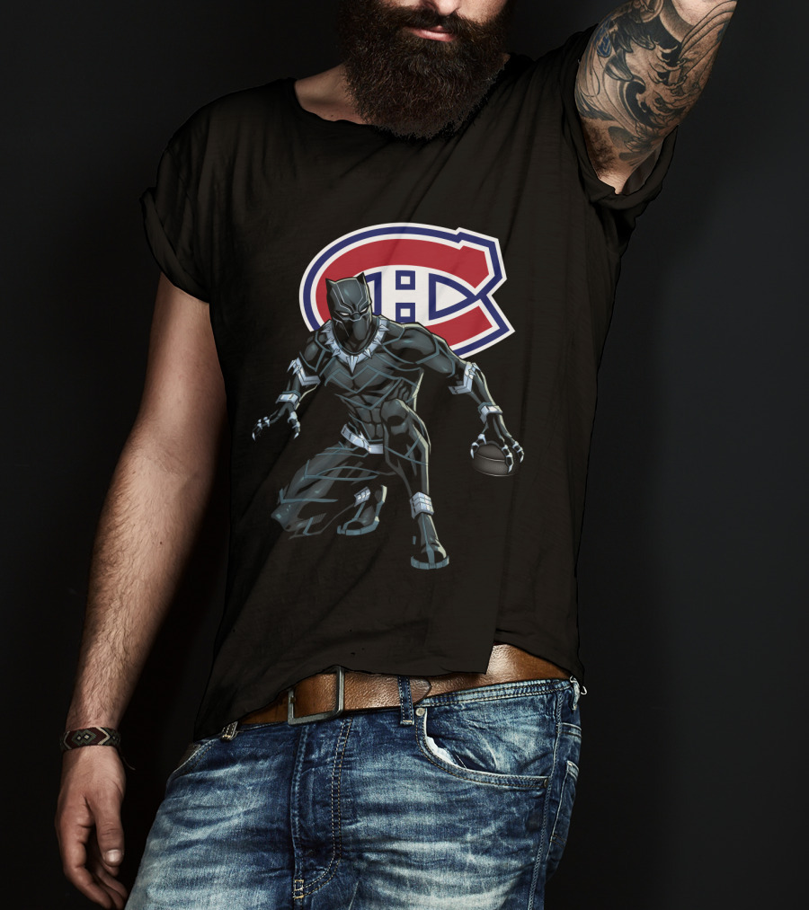 Montreal Canadiens Black Panther Crossover Hockey T-Shirt