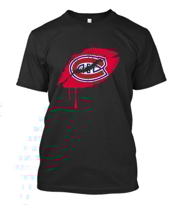 Montreal Canadiens Logo Red Lips Drip Effect T-Shirt