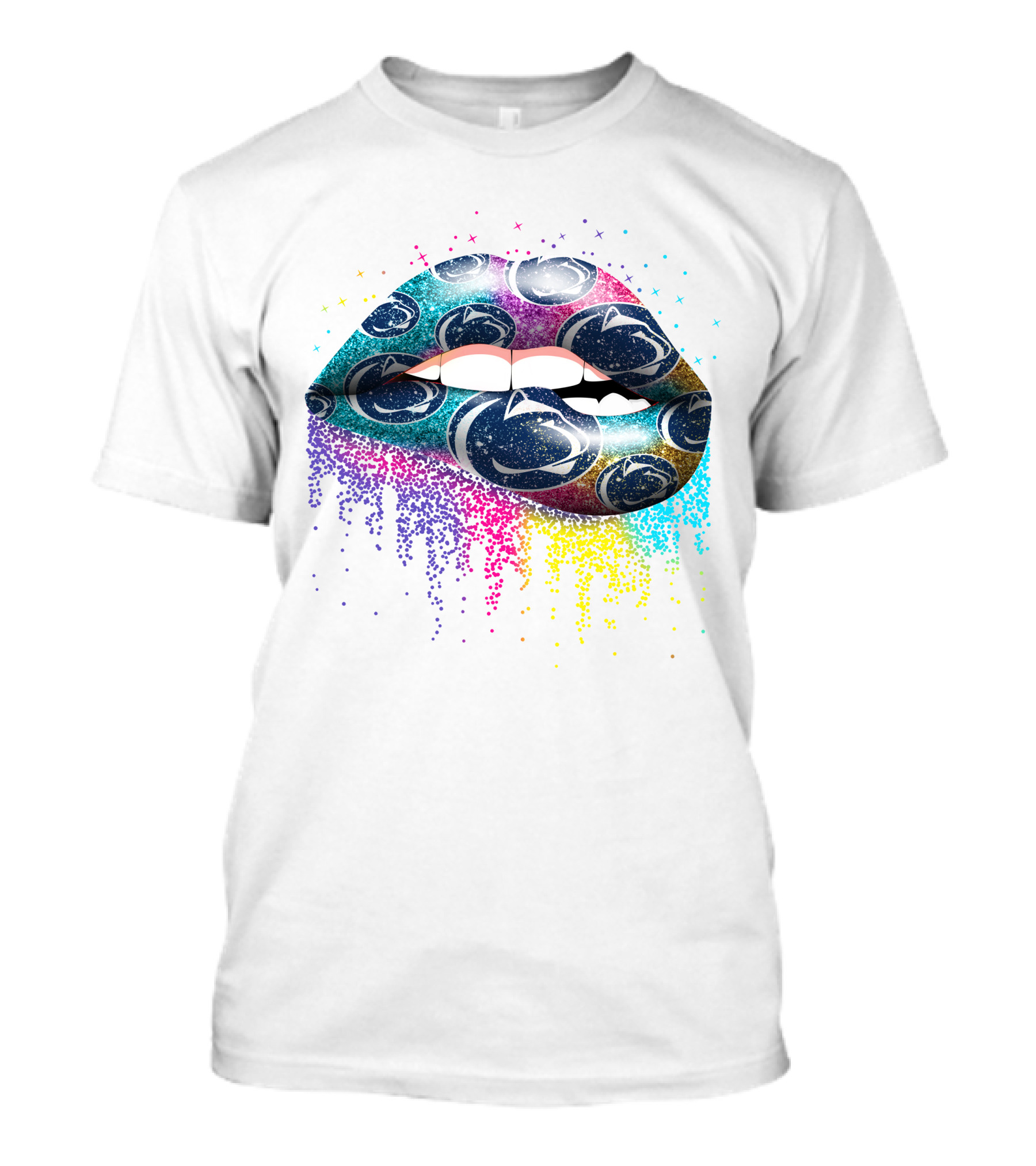 Penn State Glitter Lips Rainbow Burst T-Shirt