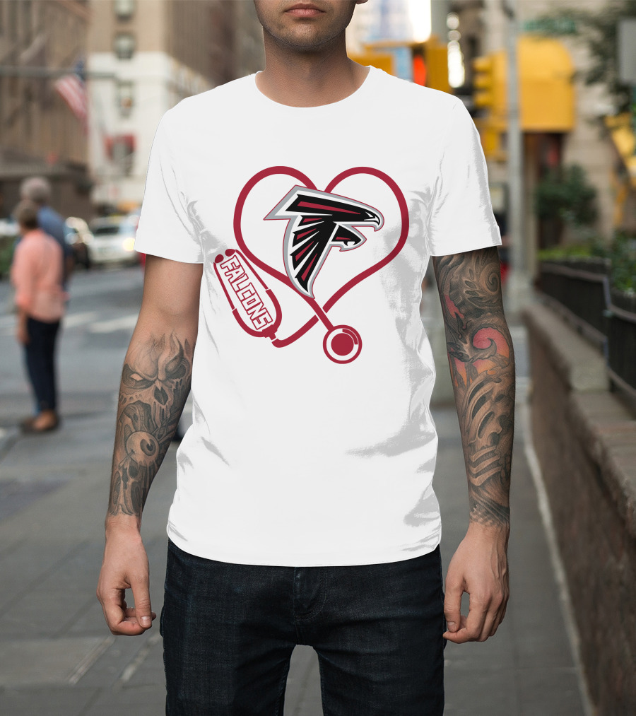 Atlanta Falcons Heart Stethoscope Nurse Theme T-Shirt
