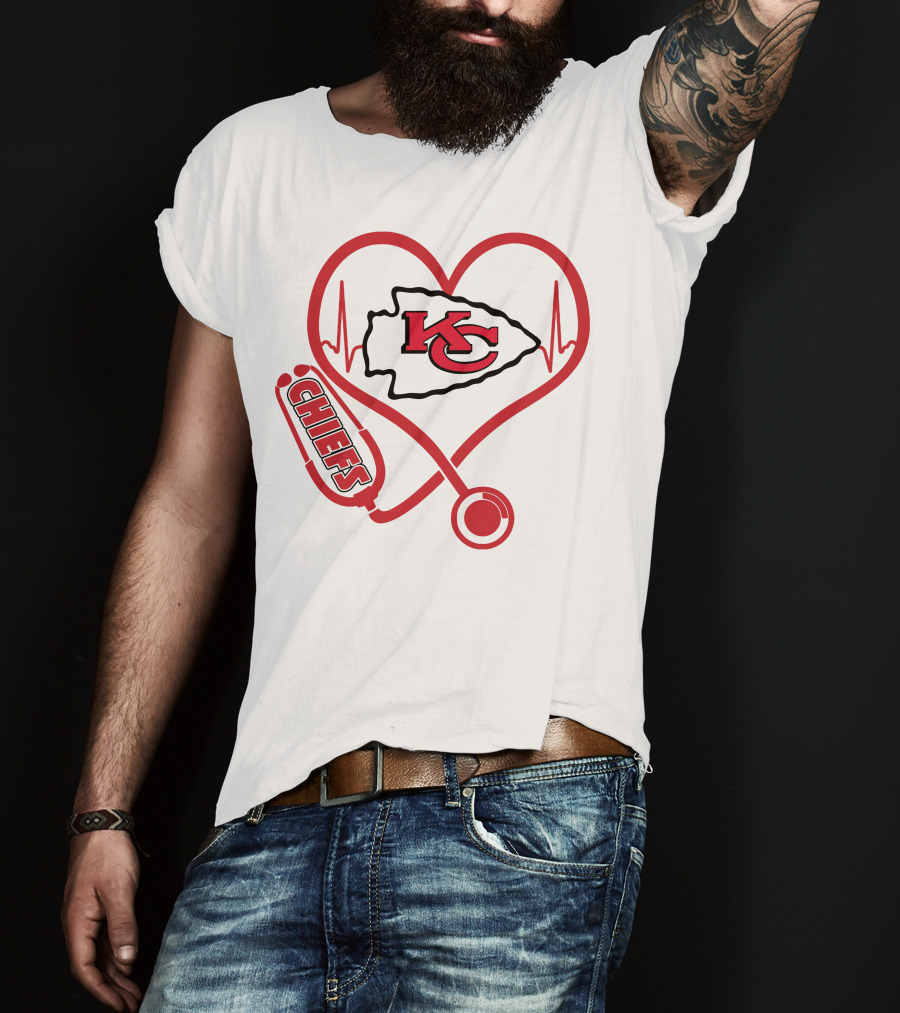 Kansas City Chiefs Stethoscope Heartbeat Nurse Chiefs T-Shirt