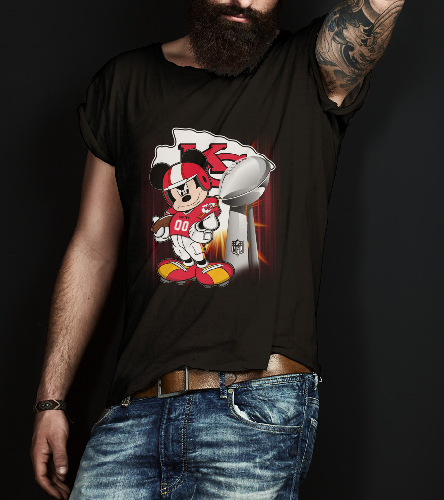 Kansas City Chiefs Mickey Mouse NFL Trophy T-Shirt