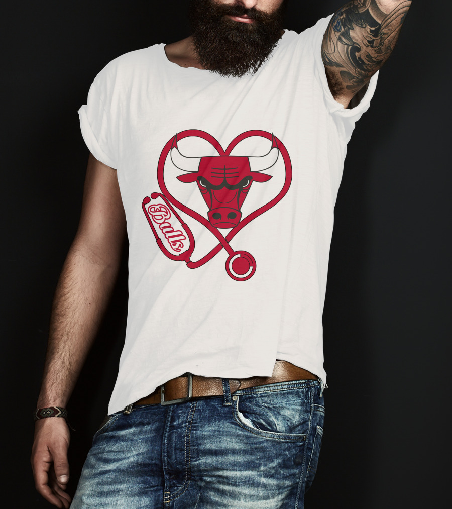 Nurse Love Bulls Stethoscope Heart T-Shirt