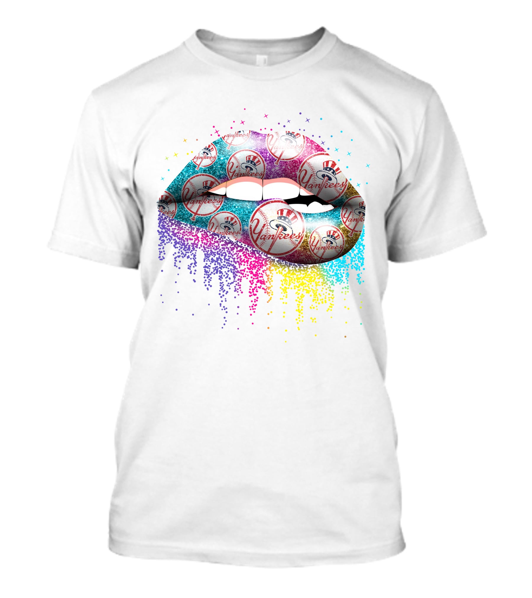 Lips New York Yankees Colorful Baseball T-Shirt