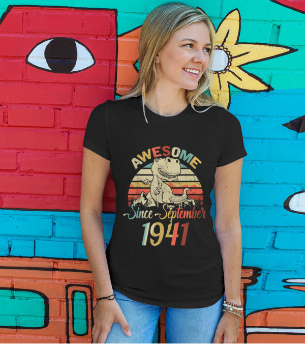 Awesome Since September 1941 Vintage Dinosaur T-Shirt
