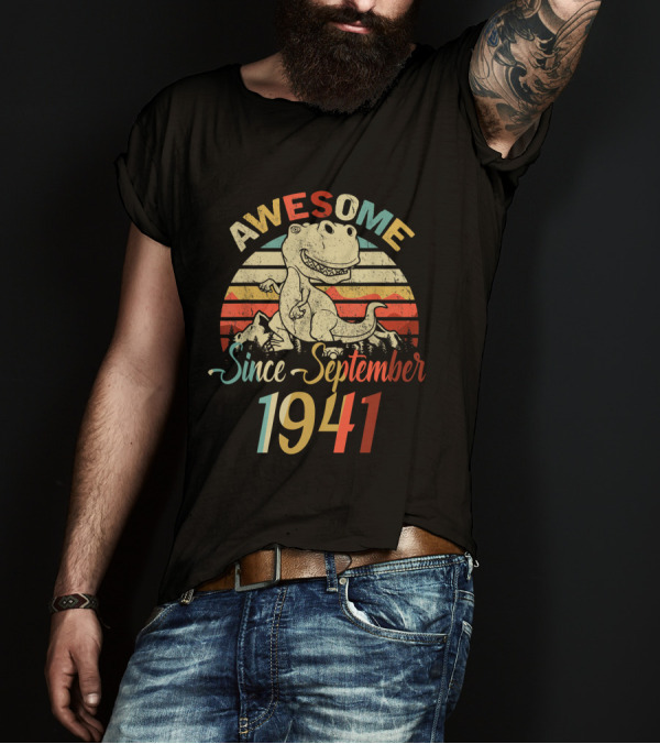 Awesome Since September 1941 Vintage Dinosaur T-Shirt
