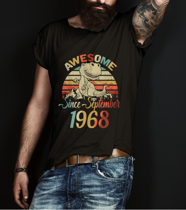 Awesome Since September 1968 Vintage Dinosaur T-Shirt