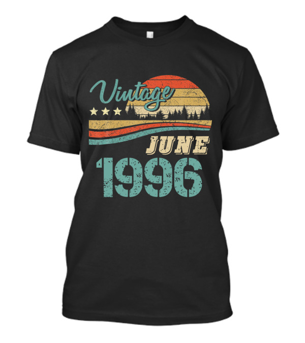 Vintage June 1996 Retro Sunset Birthday T-Shirt