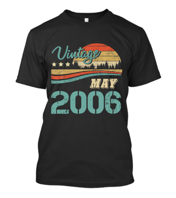 Vintage May 2006 Retro Sunset Forest Stars T-Shirt